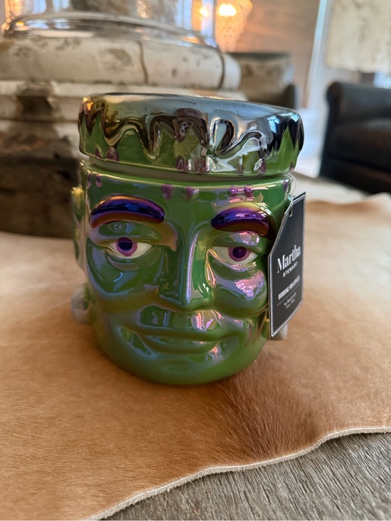 Martha Stewart Other - Brand NWT Martha Stewart Iridescent Green Frankenstein Face Candle Jar